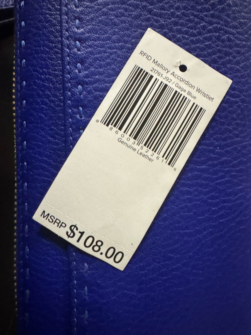 Vera Bradley Royal Blue Leather Zip Wristlet - Picture 6 of 6